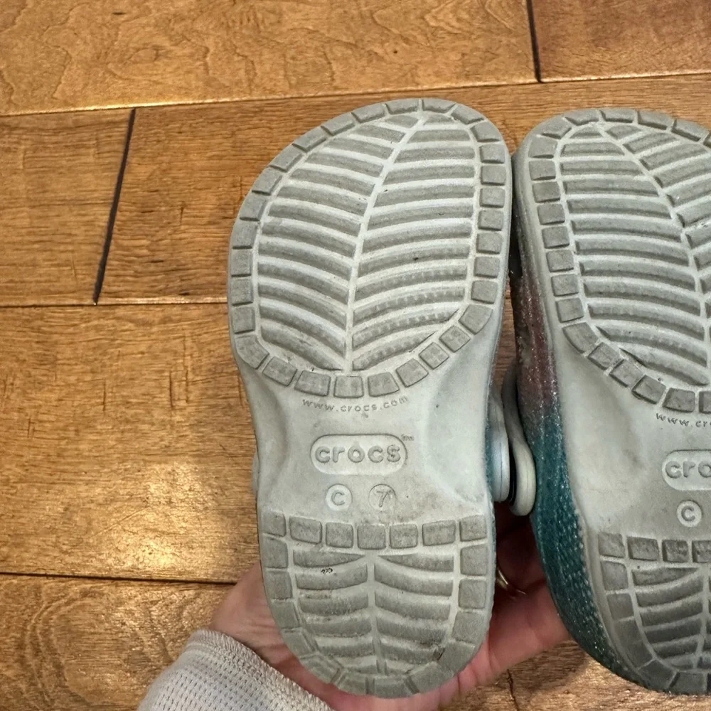CROCS Kids Glitter Water Shoes - Silver